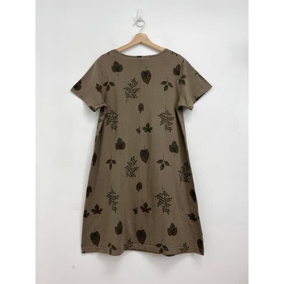 Vintage Cotton Studio Autumn Nature Woodsy Leaf Print Casual T-Shirt Dress Large - Picture 2 of 9